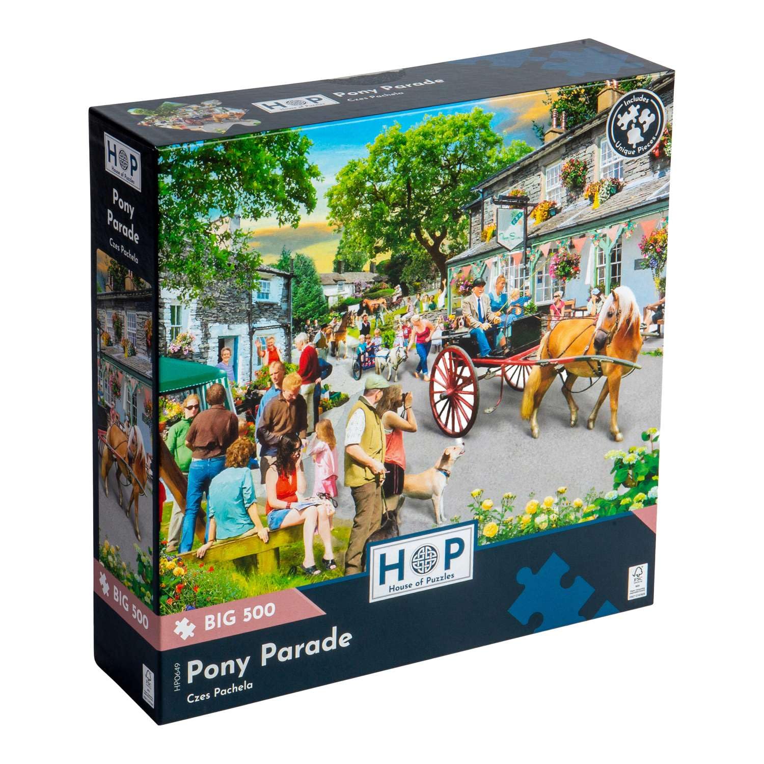 The House of Puzzles - Pony Parade Jigsaw - Big 500 Piece Jigsaws For Adults, Extra Large Pieces, Artist Illustrated, Scenic Landscape, Deluxe Puzzle Gifts — image 1