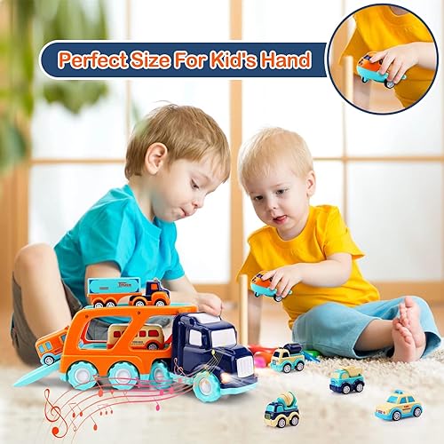 Miniatura 2 de Juguetes para niños de lujo 1 auto grande y 8 pequeños con respaldo trasero para niños juegos de autos de juguete con sonido y luz juguetes para