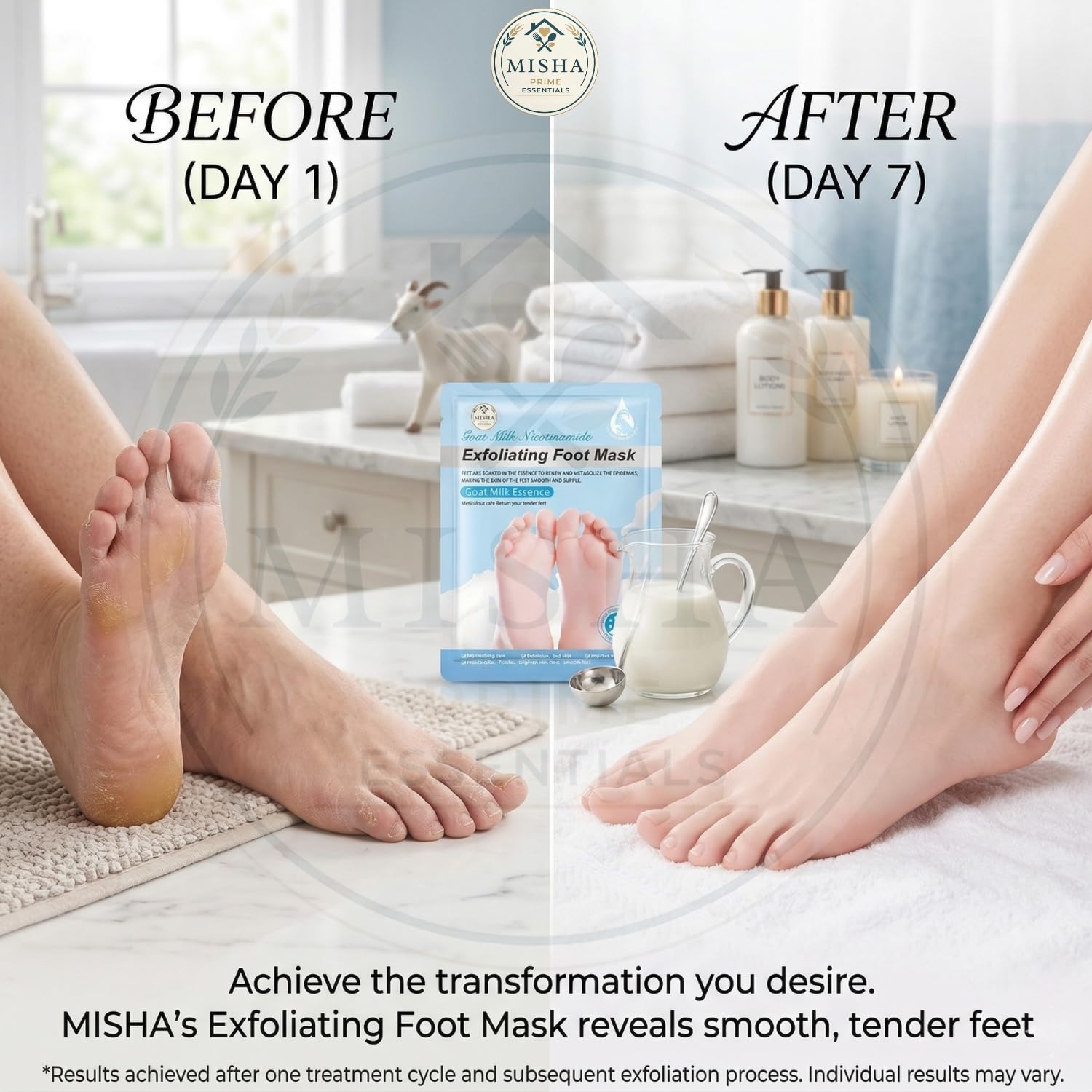 Misha Prime Foot Peel Mask - Professional Dead Skin Remover for Cracked Heels, Exfoliating Foot Mask for Women & Men, Removes Dead Skin & Smooths Dry Feet (Pack of 1) 1