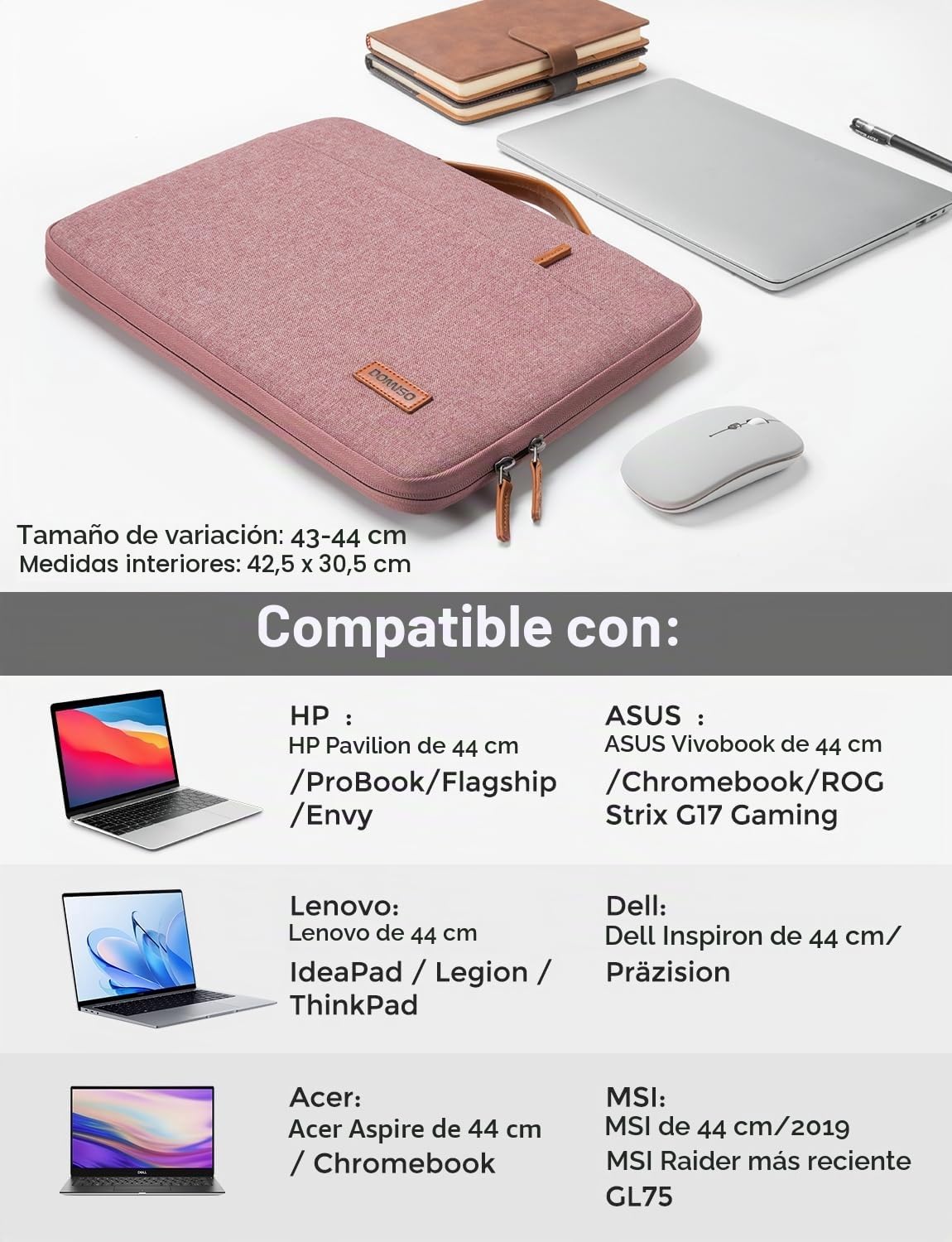 DOMISO Funda Protectora Impermeable para portátil, Bolsa para Ordenador con asa, LP09