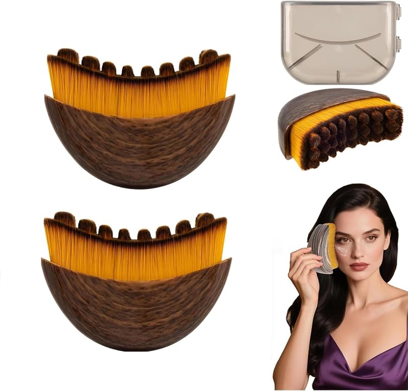 Fvaql Conjunto com 2 Pincéis Ovais para Contorno Facial, Cerdas Sintéticas e Cabo Ergonômico