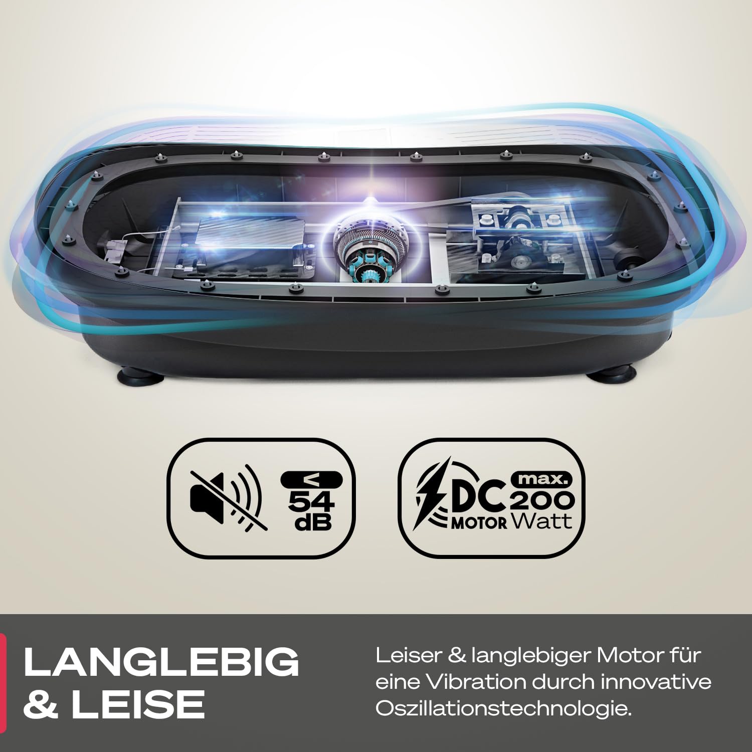 Sportstech VP250 Vibrationsplatte für Zuhause, Rüttelplatte für Frauen & Männer, Lymphdrainage, Fettverbrennung & Muskelaufbau, Ganzkörpertraining, leiser Motor, 200 W, 180 Stufen, Bluetooth