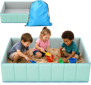 50" Foldable Sandbox for Outdoor, Heavy Duty Oxford Cloth Portable Sand Pit with Storage Bag, Extra Large Sandboxes Indoor Backyard Play Patio Beach Dog, Easy Setup Pool & Ball Pit