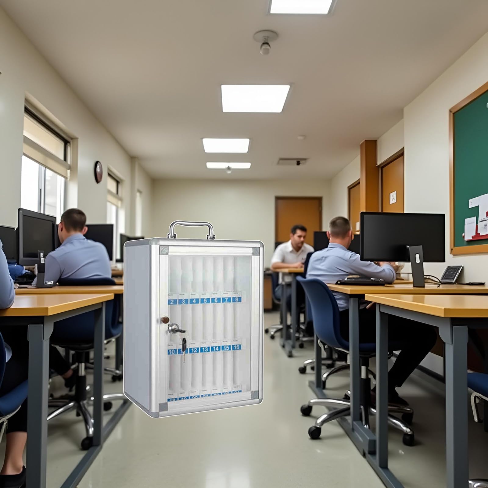 Pratica scatola portaoggetti con chiave per 6-60 slot – aula per studenti supporto da parete per telefono soluzione di archiviazione sicura per aule e officine