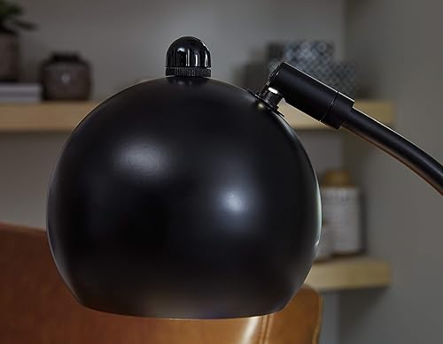 Miniatura 2 de Signature Design by Ashley Marinel - Lámpara de escritorio de metal de 25 pulgadas con carga inalámbrica y puerto USB, color negro