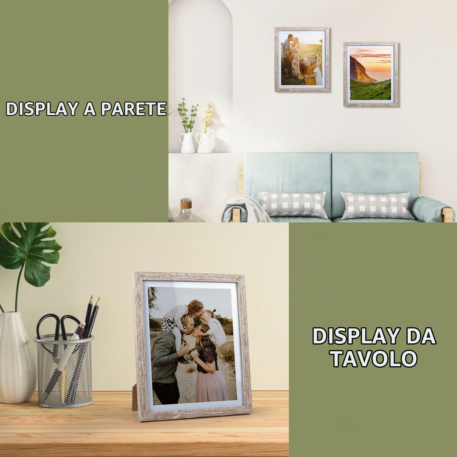 EYMPEU Cornice 20x25, Cornice Foto Decorare per Casa Set 6, Marrone Chiaro | Adatto per foto da 20 x 25 cm con passepartout o 23 x 28 cm senza passepartout