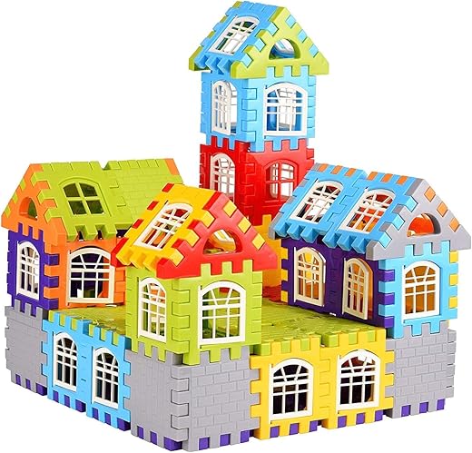 BUYBOXEE My Happy House Building Blocks Toys for Kids , Boys & Girls with Attractive Windows and Smooth Rounded Edges (72 Blocks + 35 Windows) (for…