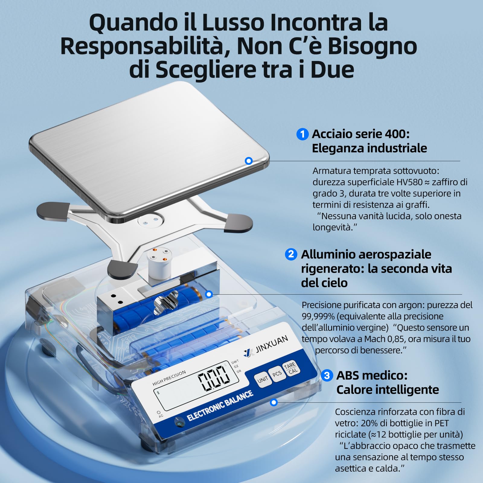 Bilancia da laboratorio, 1000 g x 0,01 g, bilancia analitica di precisione, bilancia digitale per gioielli, con una precisione di 0,01 g