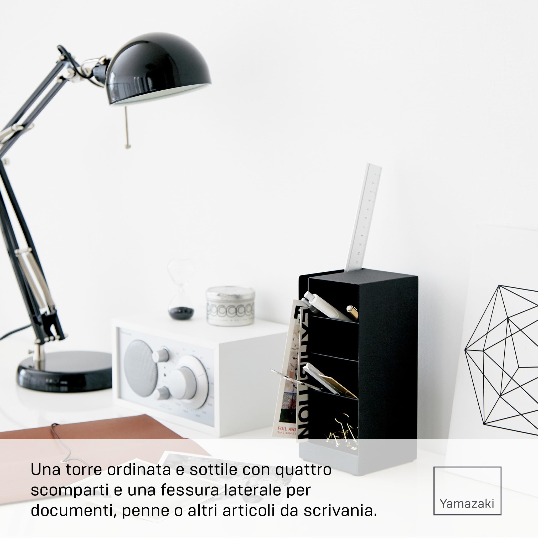 YAMAZAKI 3320 TOWER Pen Stand, black, Steel, 9 x 9 x 20 cm