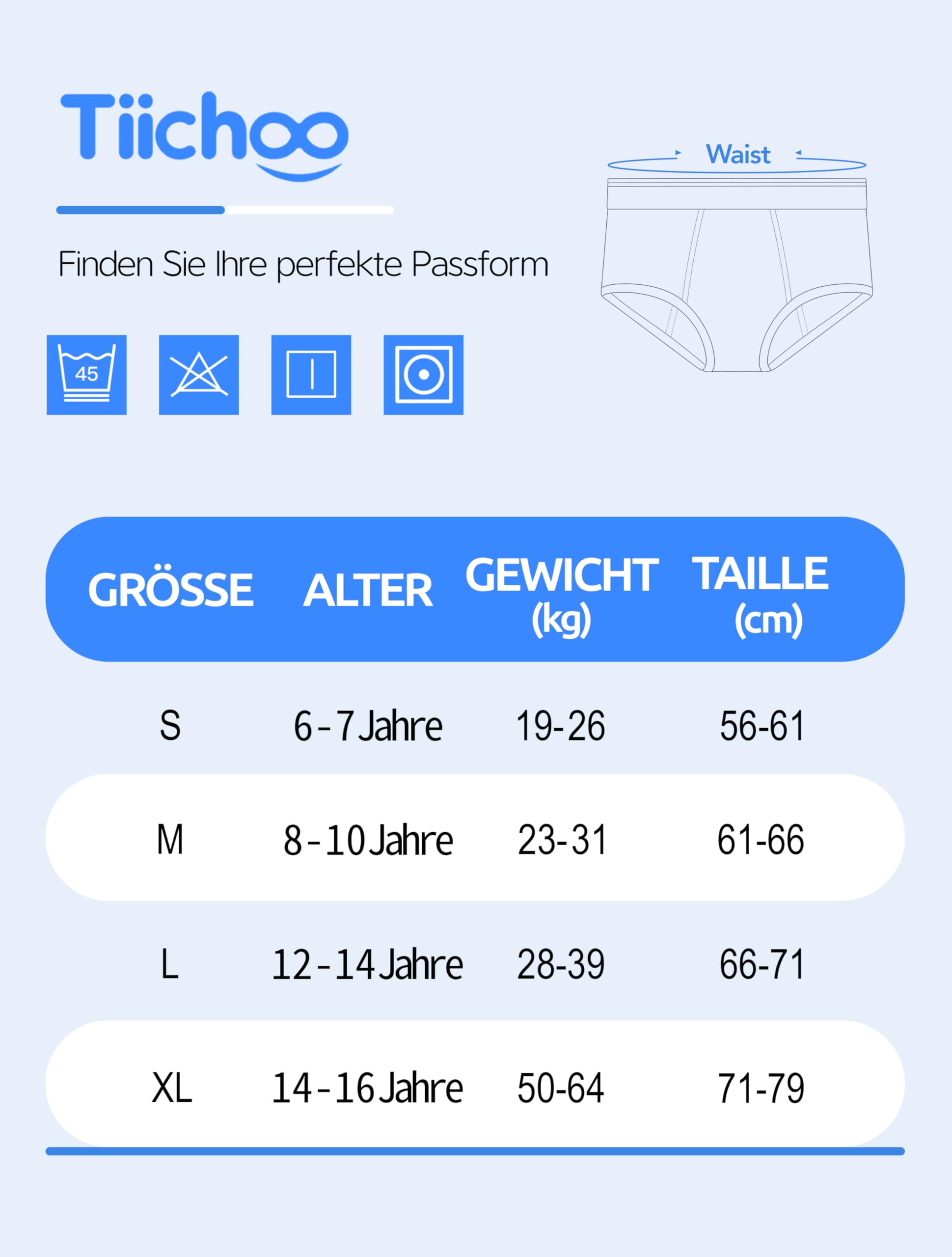 TIICHOO Inkontinenz Unterhosen Kinder Waschbare 40ml Saugfähigkeit Inkontinenz Unterhosen Jungen Baumwolle 5er Pack