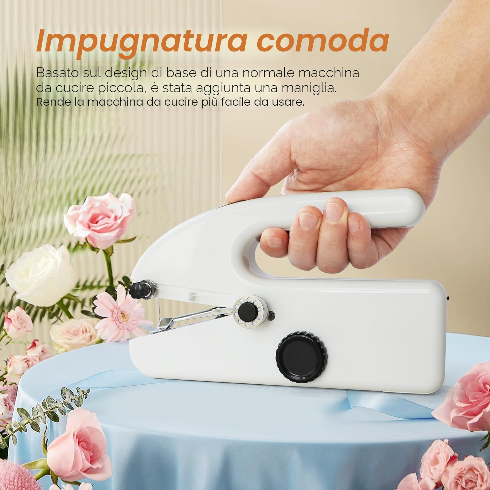 Macchina Cucire Portatile 2 Velocità – Leggera, Compatta, per Principianti | Cucitrice Portatile Leggera, Kit Accessori Completo. Cuce Jeans, Tende, Cotone spesso 1,8 mm. Perfetta per Emergenze e DIY