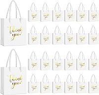 Vista 17 de Honoson 60 mini bolsas de regalo de agradecimiento con asa a granel de 4 x 2.75 x 4.5 pulgadas, pequeña bolsa de papel de aluminio para envolver