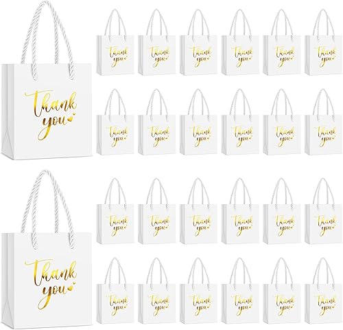 Honoson 60 mini bolsas de regalo con asa a granel de 4 x 2.75 x 4.5 pulgadas, pequeña bolsa de papel de agradecimiento para Halloween, boda,