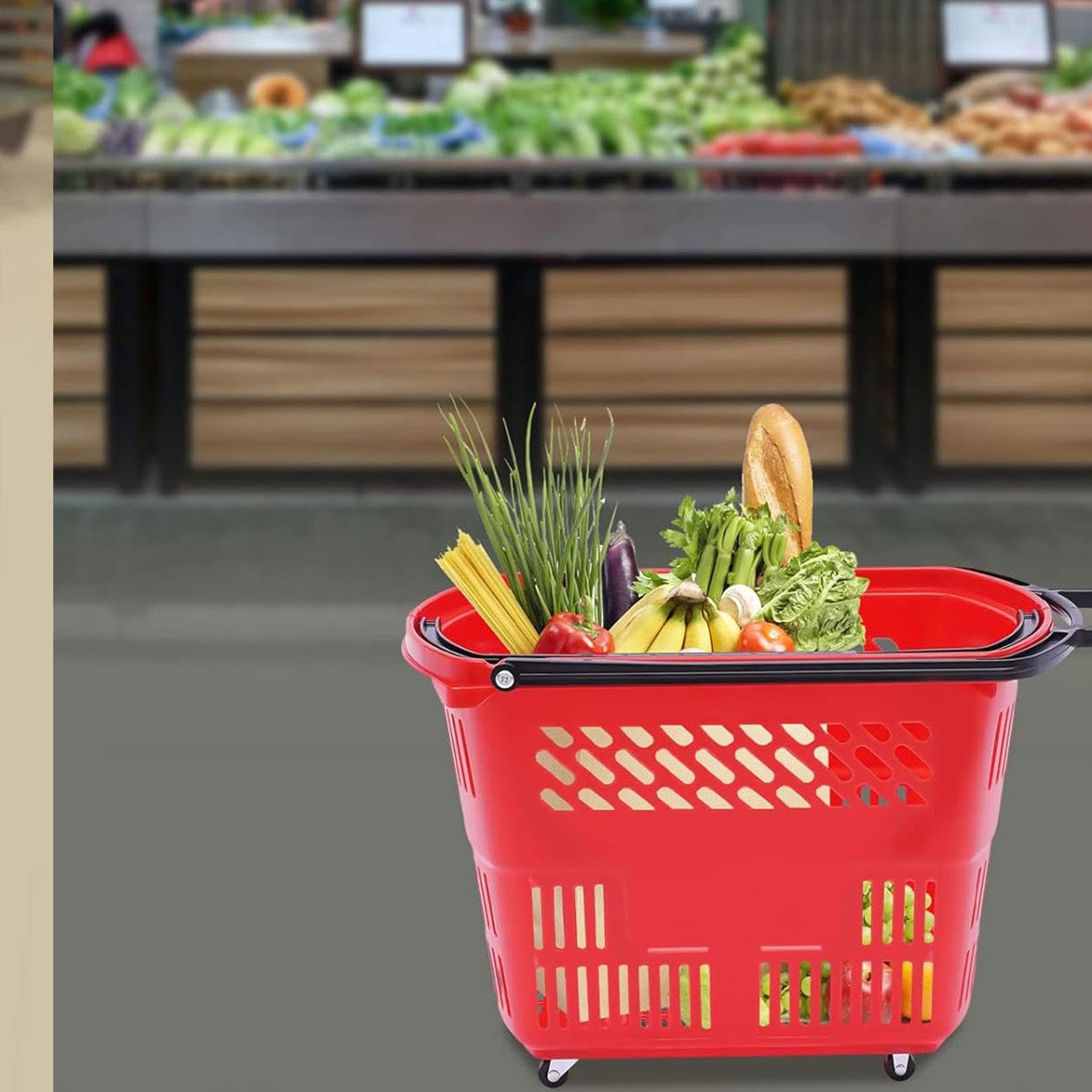 Koszyk na kółkach z plastikowymi uchwytami Idealny na rynki Sklepy detaliczne Pralnia i zakupy spożywcze Wygodny i wytrzymały