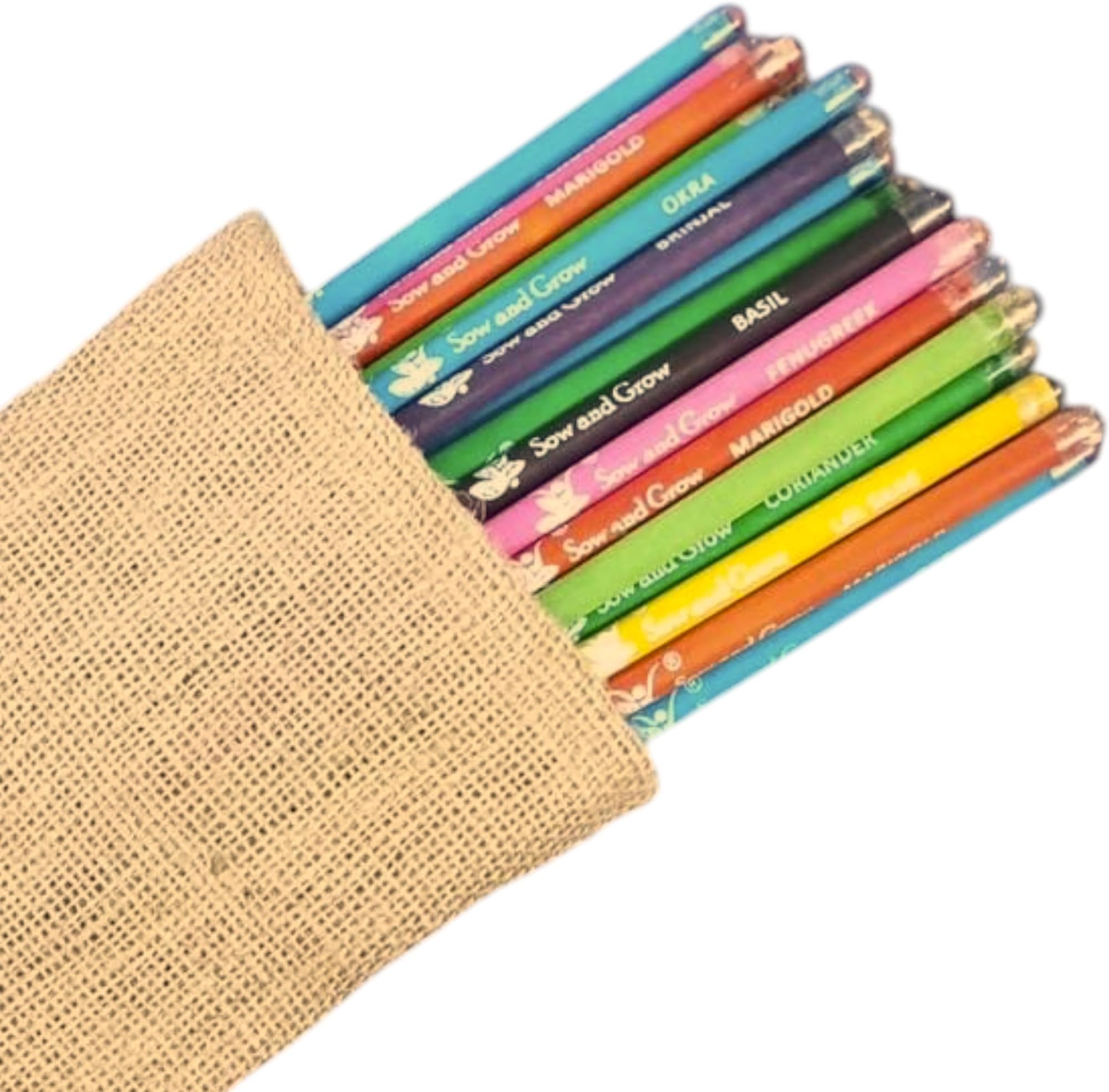 Sow and Grow Pack of 50 Plantable Seed Pencils | Eco-Friendly Bulk Gift Pack with Jute Pouch | Sustainable Corporate Gifts & Return Gifts | Grow Plants from Pencils