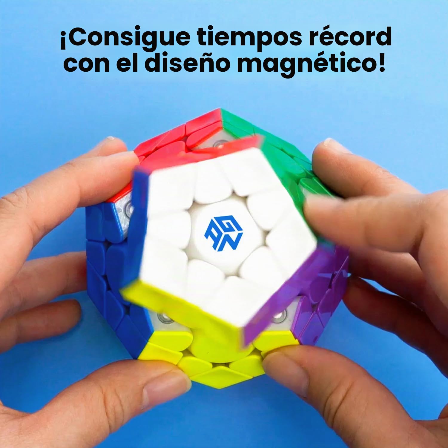 GAN Cubo Mágico Megaminx Maglev,Magnético Dodecaedro Speed Cube con 184 imanes/6 Niveles de Elasticidad,Rotación Suave, Puzzle Niños & Adulto(Parte Inferior Gris,Superficie UV