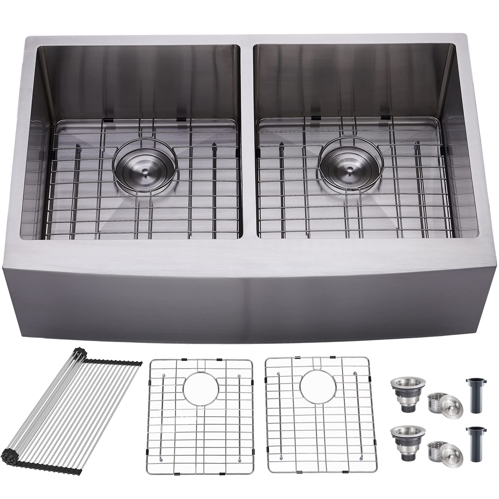 Buy SHACO 33 Inch Stainless Steel Farmhouse Sink, 50/50 Double