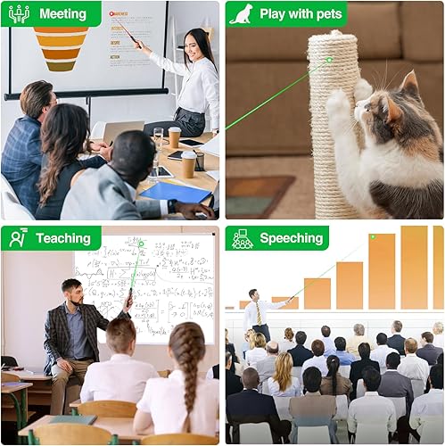 Vista 43 de Presentation Clicker puntero láser verde, recargable PowerPoint Clicker Wireless Presenter Remote, RF 2.4GHz USB Presentation Pointer Slide Advancer