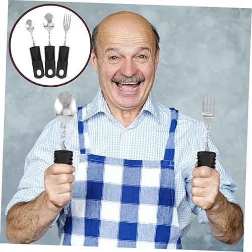 Miniatura 7 de Luxshiny 6pcs Disabled Elderly Utensil Set Weighted Silverware Adaptive Utensils for Hand Tremors