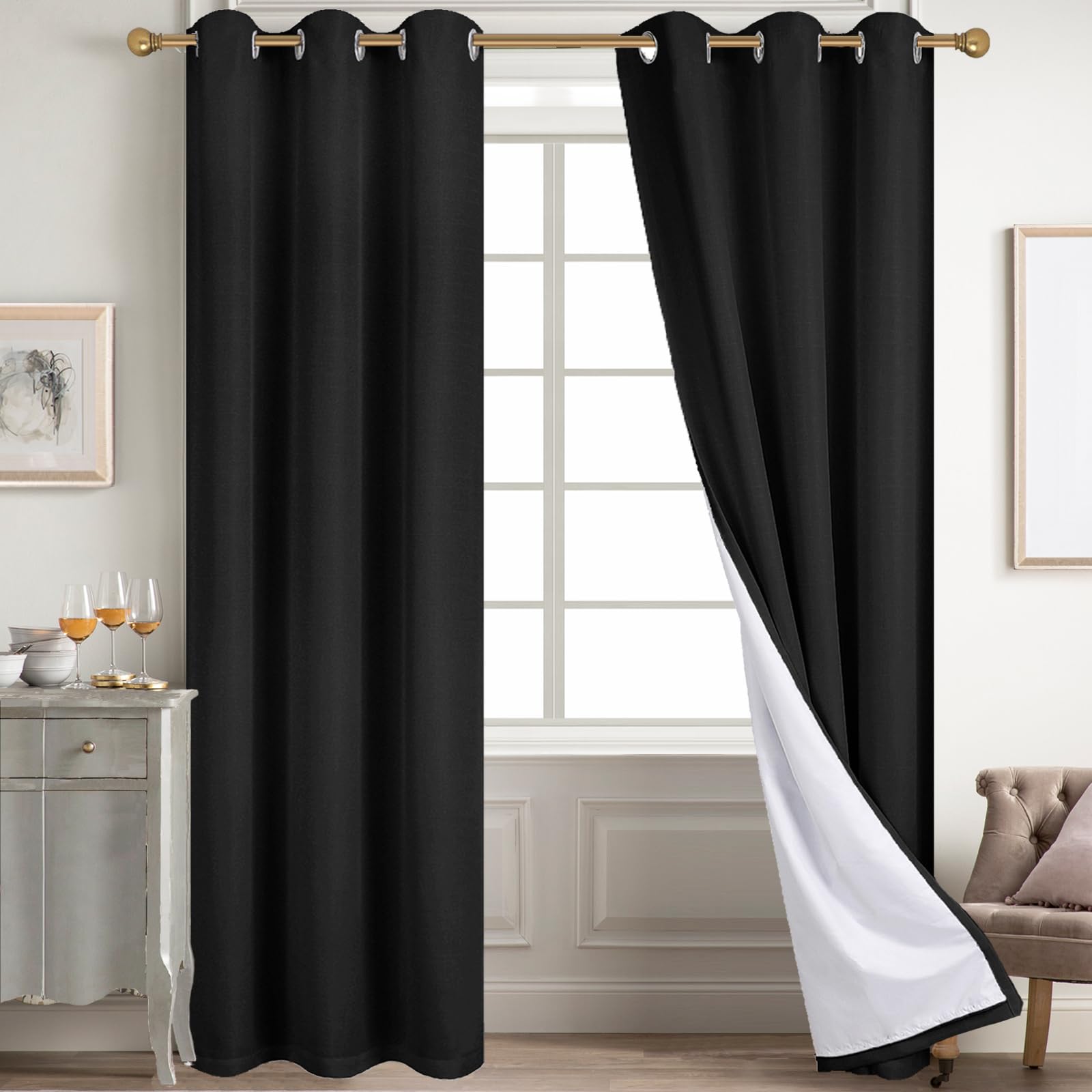 Tende Oscuranti In Lino Diraysid, Marrone Cioccolato, 2 Pannelli (96x137 Cm) Per Una Camera Da Letto Super Dark Out