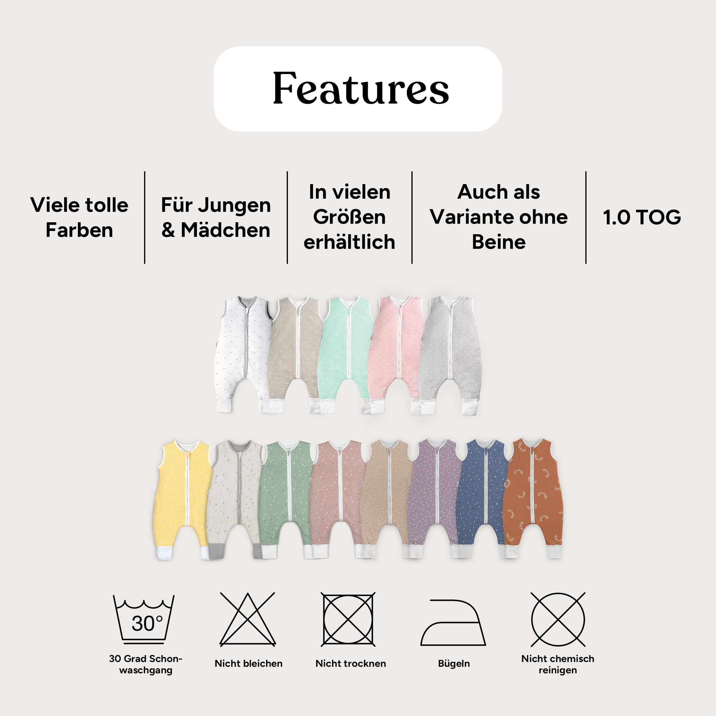 Ehrenkind® Schlafsack mit Füßen | Musselin 1.0 TOG | Babyschlafsack mit 100% Bio-Baumwolle OEKO-TEX