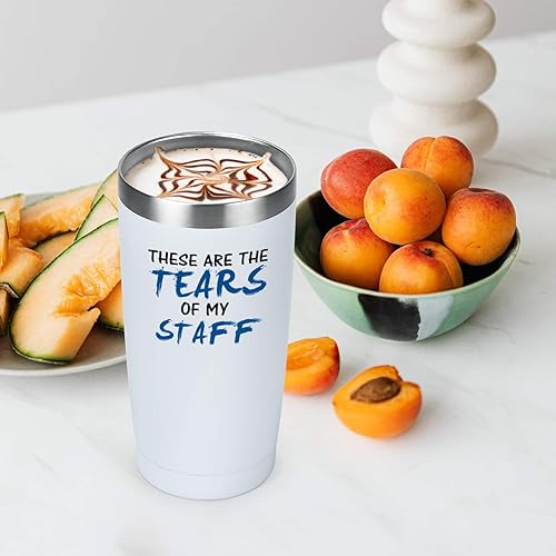 Miniatura 4 de Regalo del día de los jefes, vaso de viaje divertido con tapa con texto en inglés "These Are The Tears of my Staff", regalo divertido para jefes,