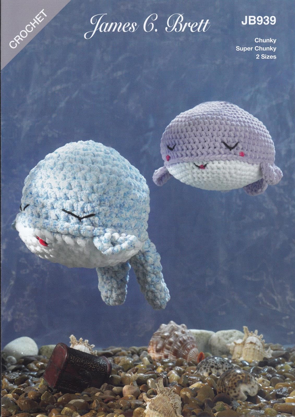 James C. Brett JB939 Crochet Pattern Wendi and Willow Whale Toys in Flutterby and Huggable
