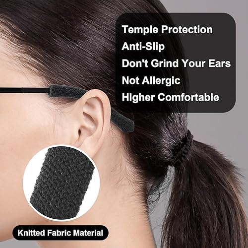 Miniatura 6 de 4 pares de puntas de patillas para gafas, antideslizantes, almohadillas de punto suave para lentes de sol, lentes de lectura (negro, gris, marrón +