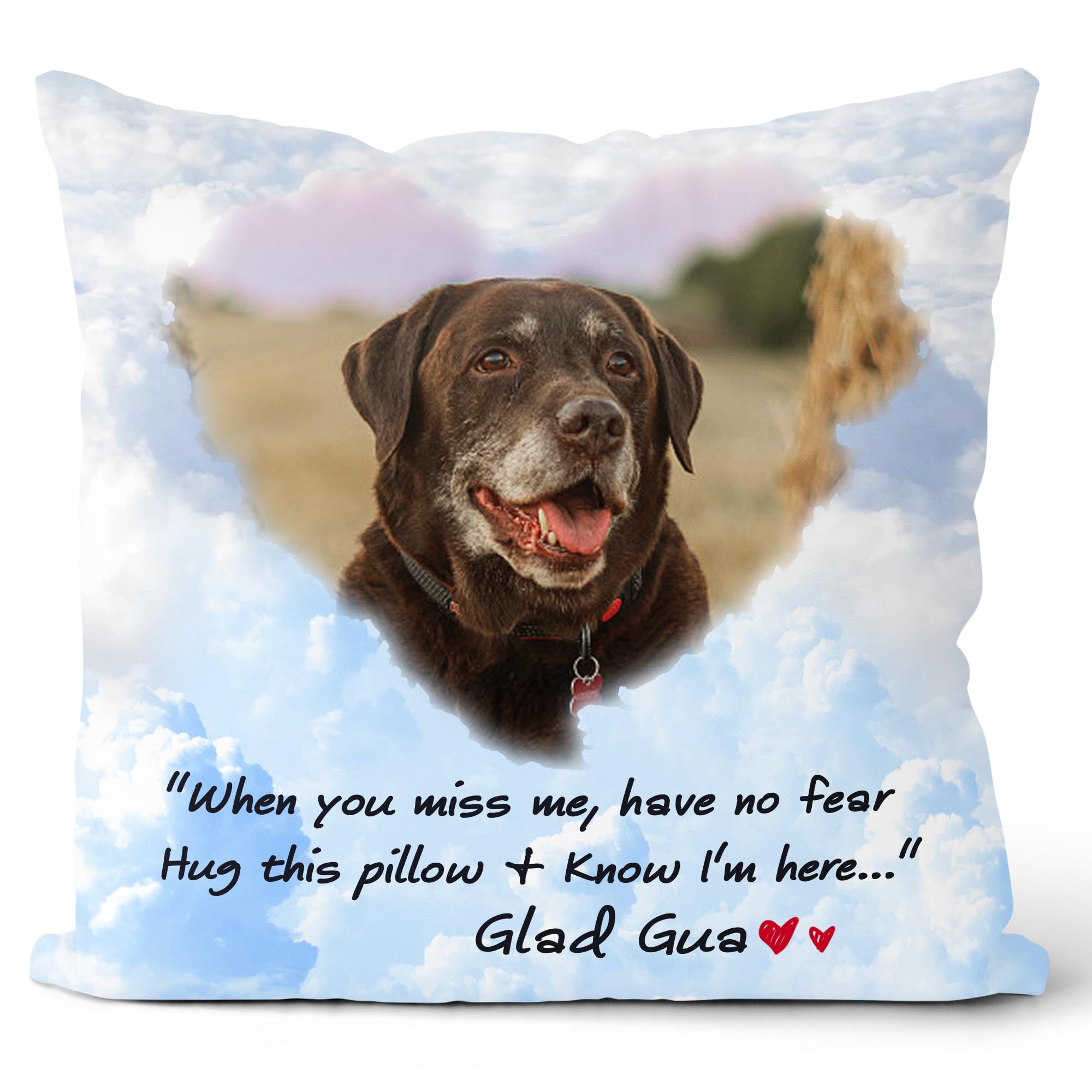 Glad Personalized Pet Memorial Throw Pillow (Insert Included), Christmas Pet Loss Gift, Sympathy Gift for Dog Loss