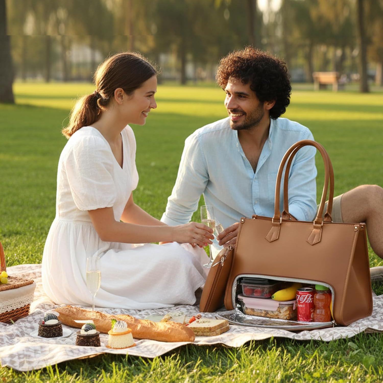 miss fong Lunch Tote Bag for Women - Large Capacity Lunch Box 2 in 1 Laptop Bag with Insulated Lunch Compartment Lunch Bag Laptop Work Tote Bag for Business, Teacher, Nurse, Casual, Travel-Brown | Large Lunch Tote Bag - Image 8