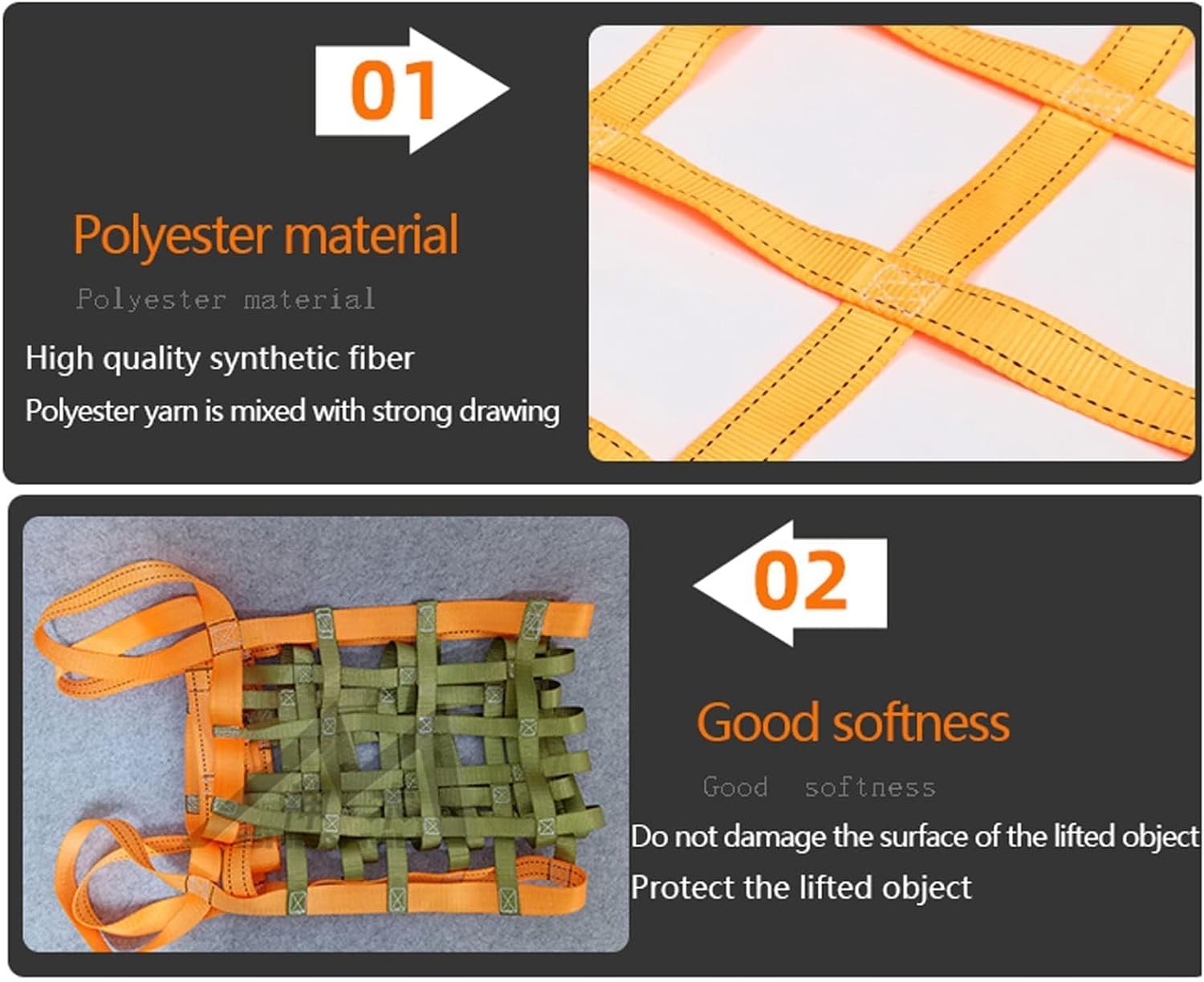 ZNBLSD Flat Lifting Net, Fibre Flat Lifting Net for Construction Rigging Mobile Traction Work Devices (Size : 1.5 X 1.5M/Mesh 15cm/Load 1t)