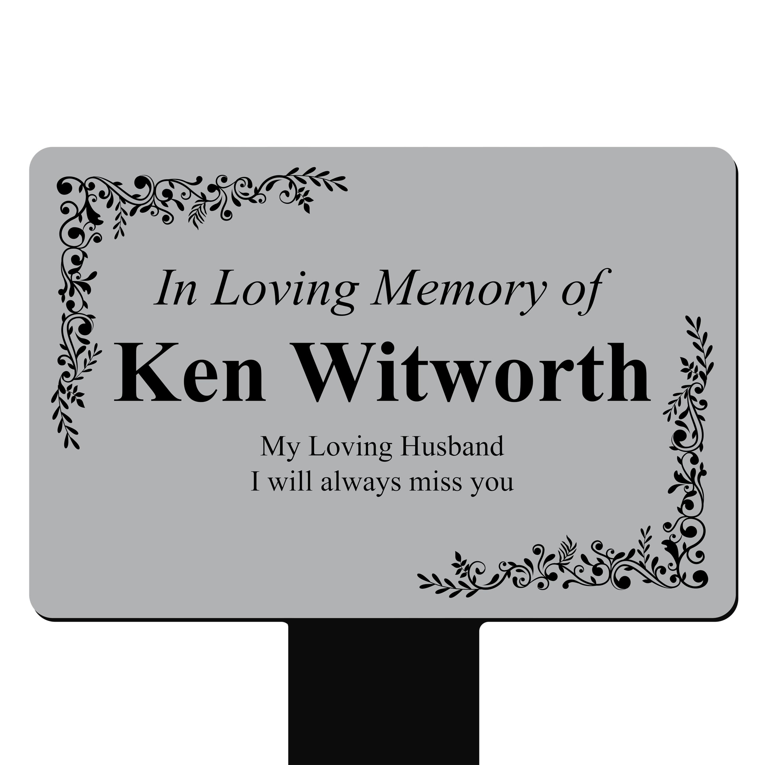 Custom Memorial Plaque – Personalised Bereavement Gifts, Gardens Ground Stakes & Grave Ornaments in Durable Acrylic, Waterproof & Hard-Wearing (Grey) — image 1