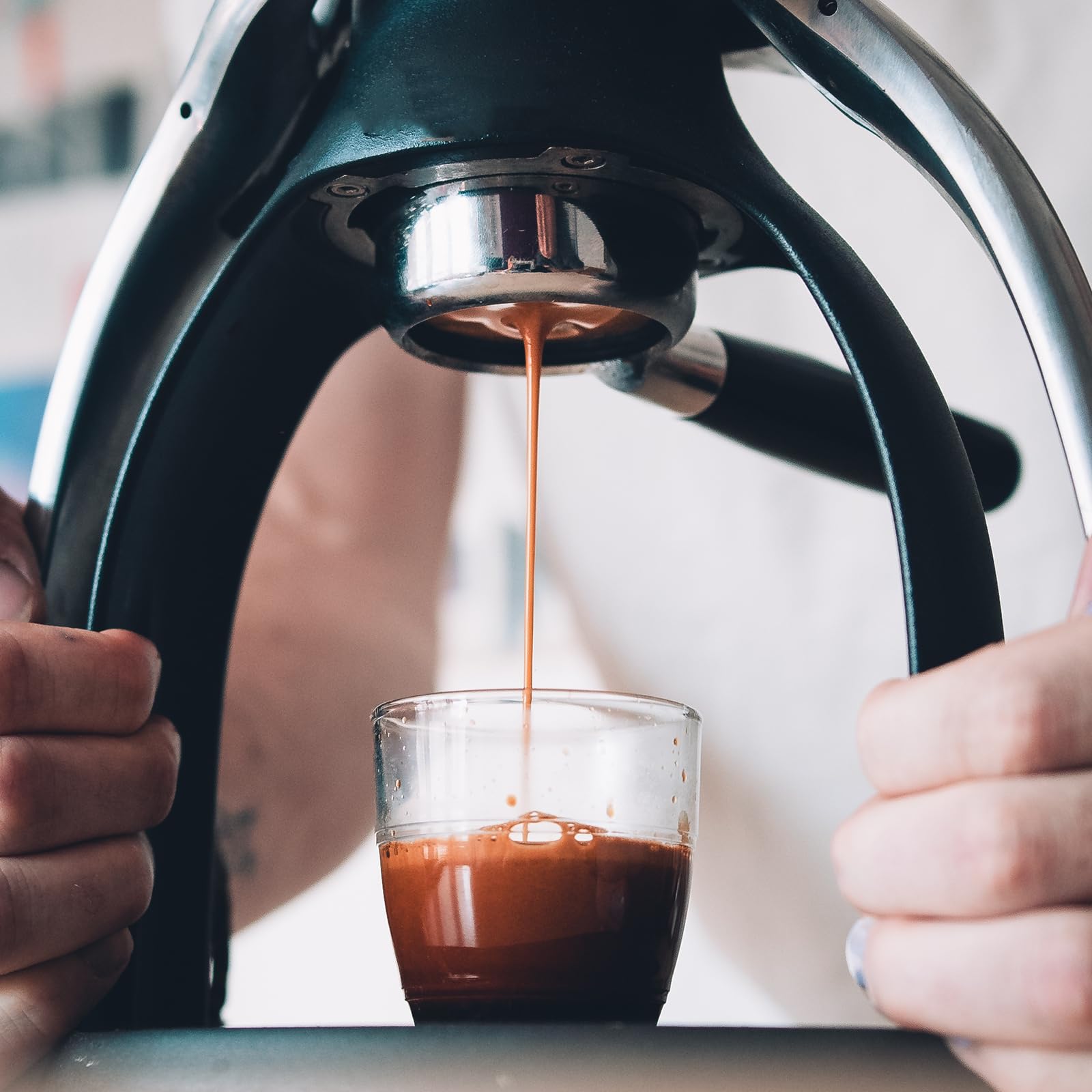 Macchina per caffè espresso manuale con manometro, 9 bar, macchina da caffè portatile professionale per casa e viaggio