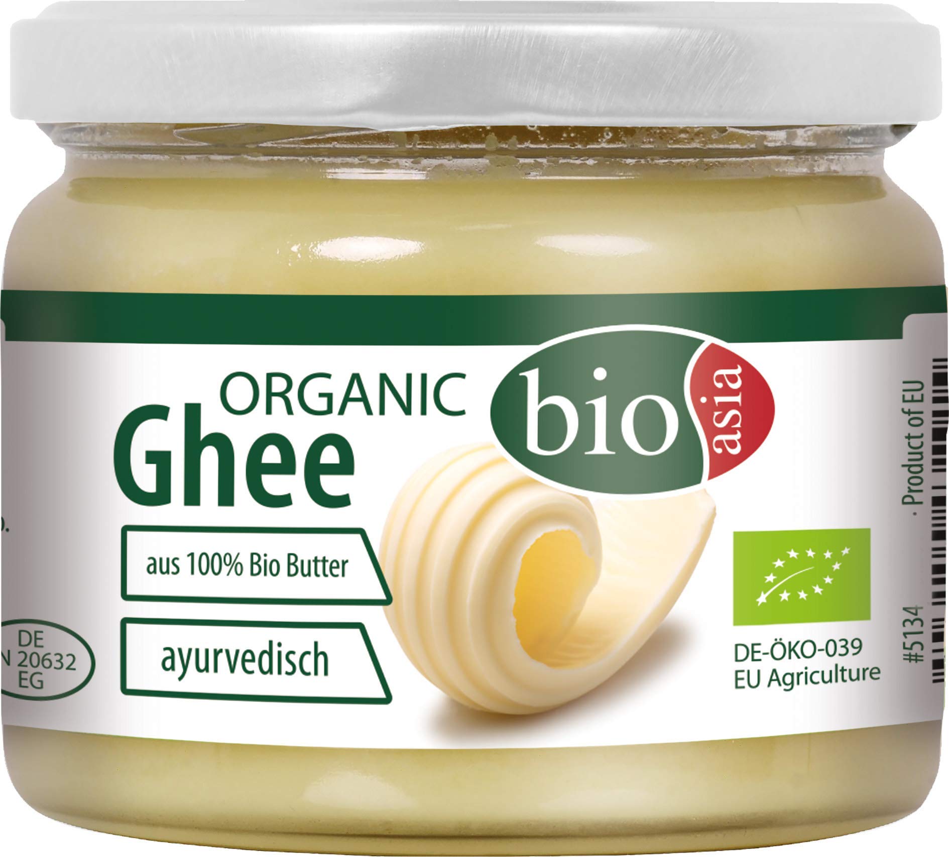 BIOASIA Bio Butter Ghee, Butterschmalz zum Braten, Frittieren, Kochen und Backen, Butterreinfett für die gesunde Ayurveda-Küche oder Paleo-Diät, 2 x 250 ml