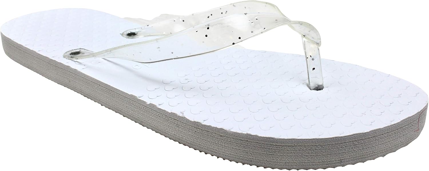 Modo Wedding/Party Glitter Flip Flops 10 Pack in Organza Bags (78 US x 10) White