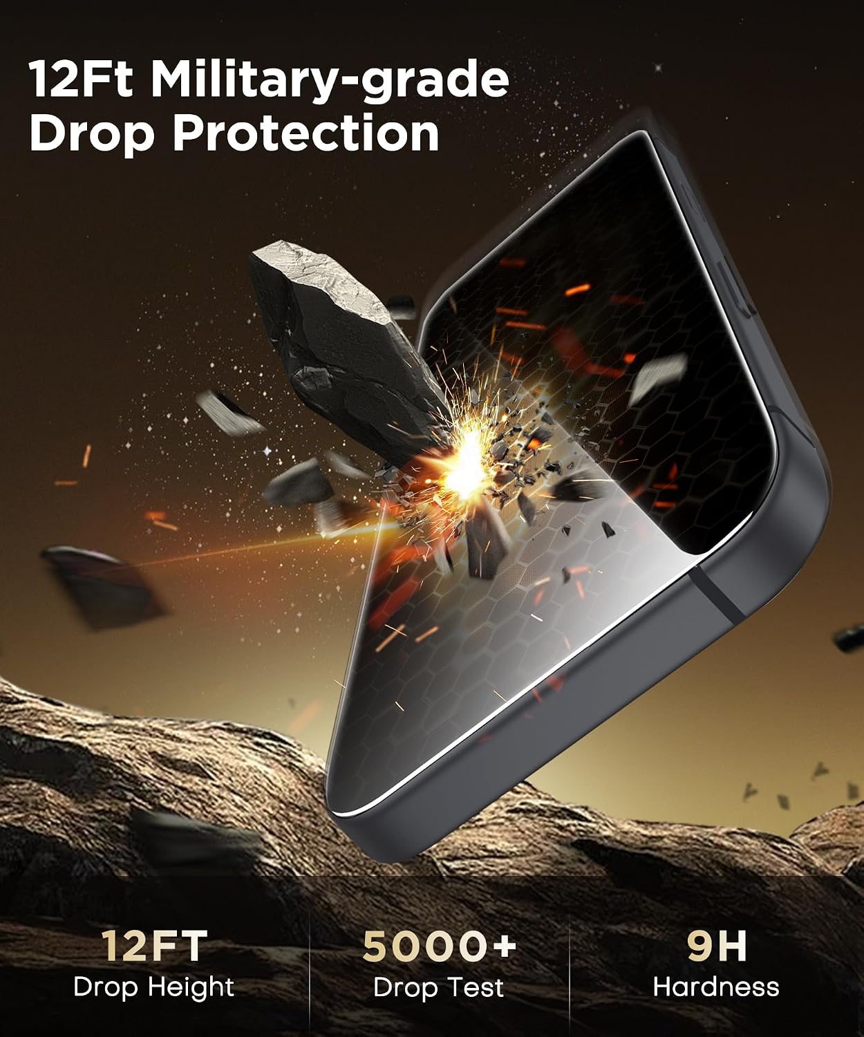 3 Pack Screen Protector for iPhone 16 Pro 6.3 Inch, Military-Grade Shatterproof HD Tempered Glass with Installation Tray, 9H Hardness, Anti-Scratch, Anti-Blue Light | Bubble-Free Application