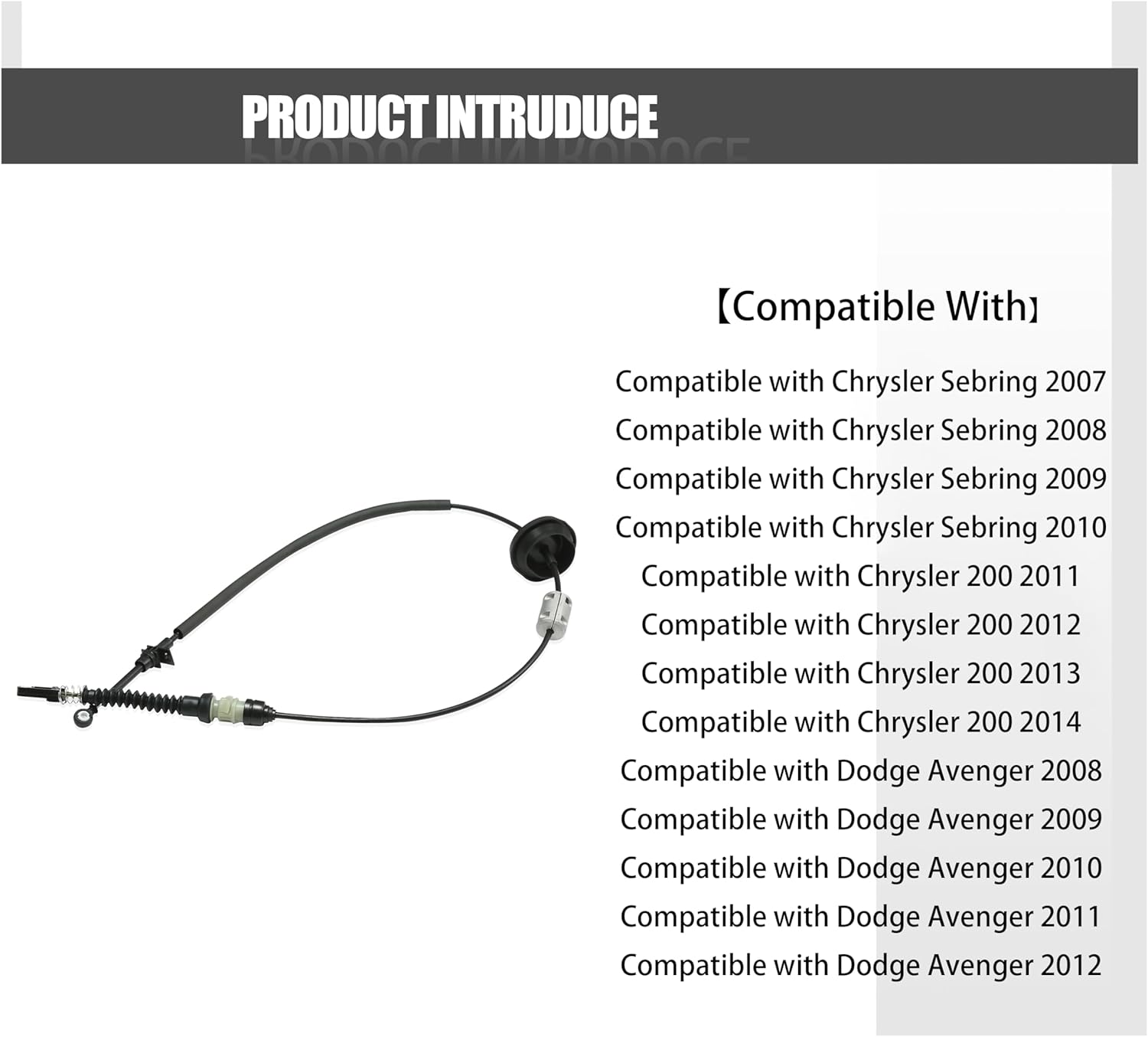 Automatic Transmission Gear Shift Control Cable Fit for Chrysler 200 2011-2014 Sebring 2007-2010 Dodge Avenger 2008-2014 Replace 5273214AG 5273214AE 5273214AF 5273214AD