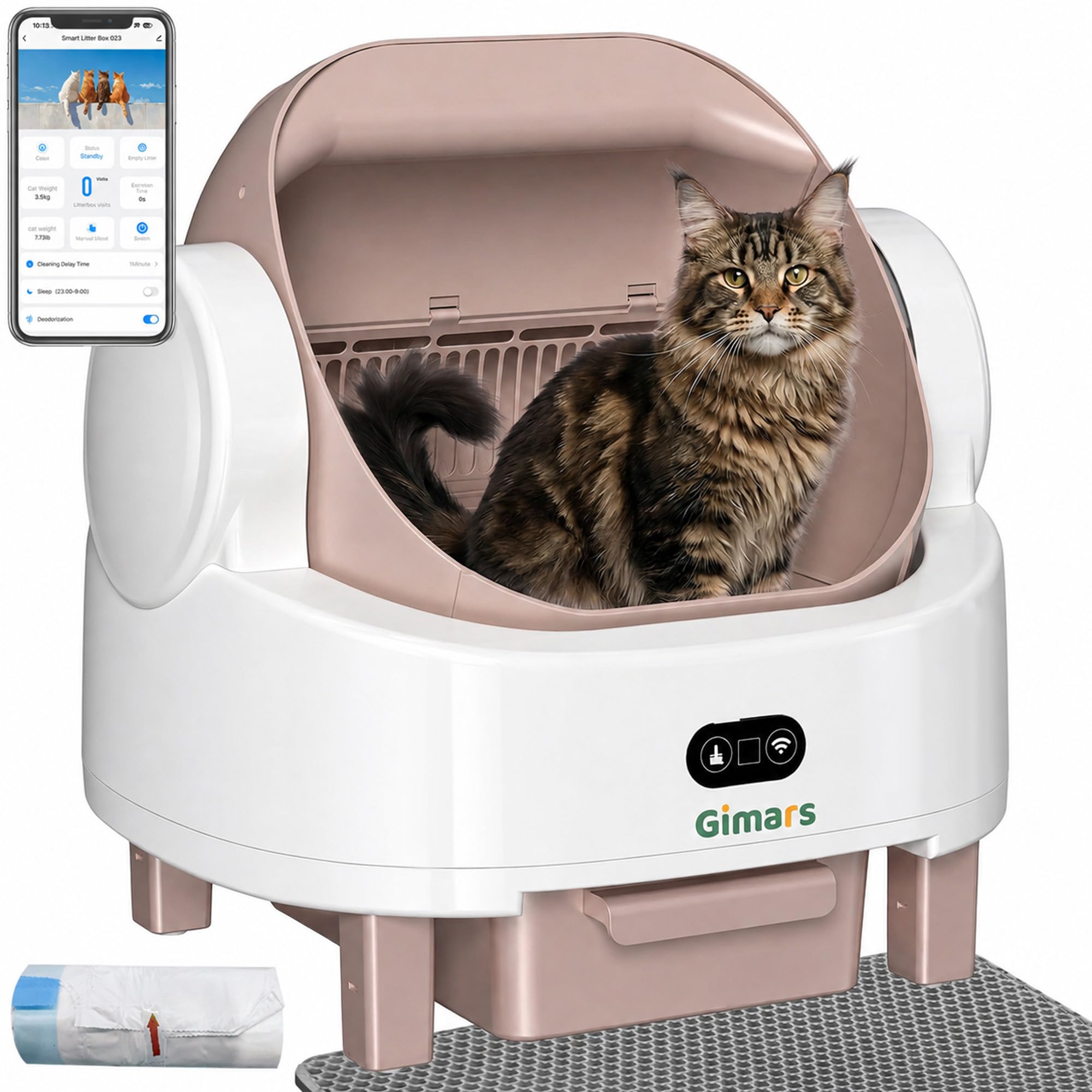 Gimars Open Top Design Self Cleaning Litter Box
