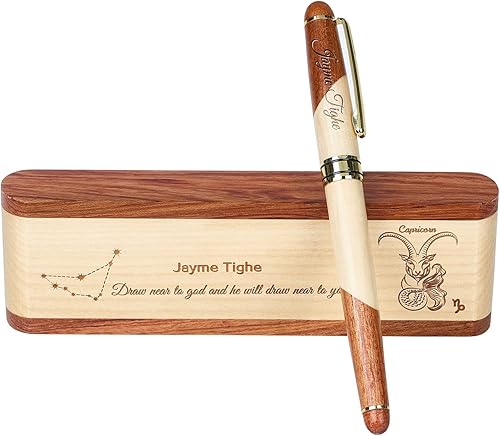 Miniatura 8 de Constellation - Juego de bolígrafos grabados personalizados con estuche de madera para regalo con caja (Aries)