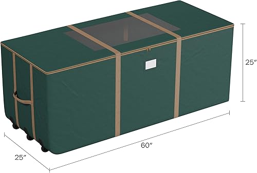 Miniatura 2 de Bolsa de almacenamiento con ruedas para árbol de Navidad, para árboles artificiales de 9 pies, lona verde sobre ruedas y ventanas, para decoraciones