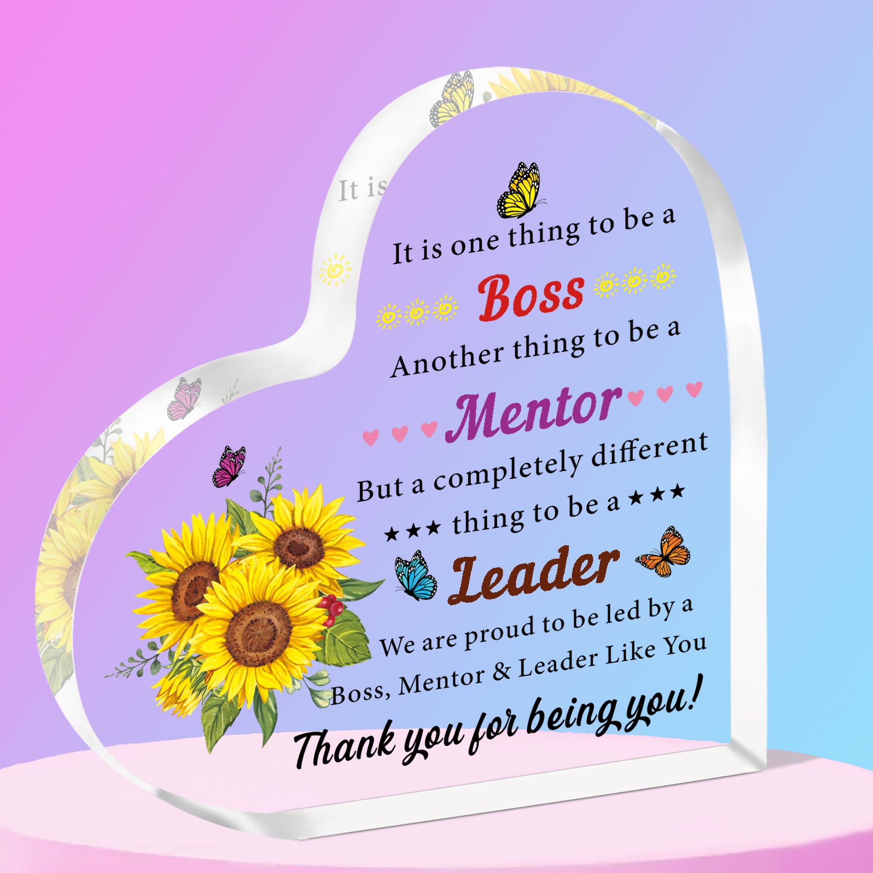 SMARGO Boss Gifts for Women Thank You Farewell Acrylic Plaque Gifts for Boss Lady Mentor Supervisor Leader Retirement Going Away Christmas Birthday Appreciation Boss Day Gift for Boss