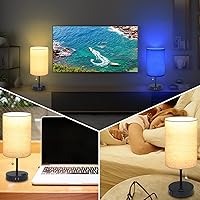 Vista 5 de Lámparas para dormitorio, mesita de noche, lámpara de noche con 2 puertos USB y tomacorriente, lámparas de mesa regulables de 3 vías, lámpara de luz