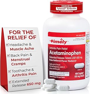 TIME-Cap Labs 400 Caplets Extended Release Acetaminophen 650mg - Pain Reliever & Fever Reducer for Adults, Helps with Headaches, Backaches, Muscle Pain, Toothaches, Arthritis & Menstrual Cramps