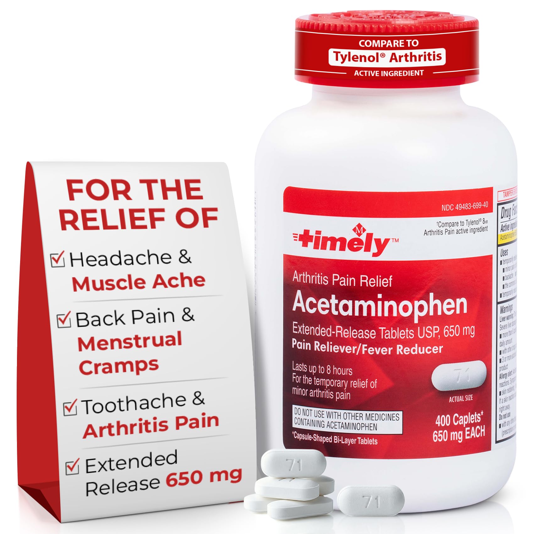 Timely- Extended Release Pain Relief - Acetaminophen Tablet 650MG 400 Count