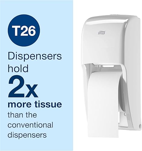 Miniatura 5 de Tork Dispensador de rollo de papel higiénico doble, color blanco, T26 + recarga, rollo de papel higiénico (36 x 1000 hojas), avanzado, color blanco