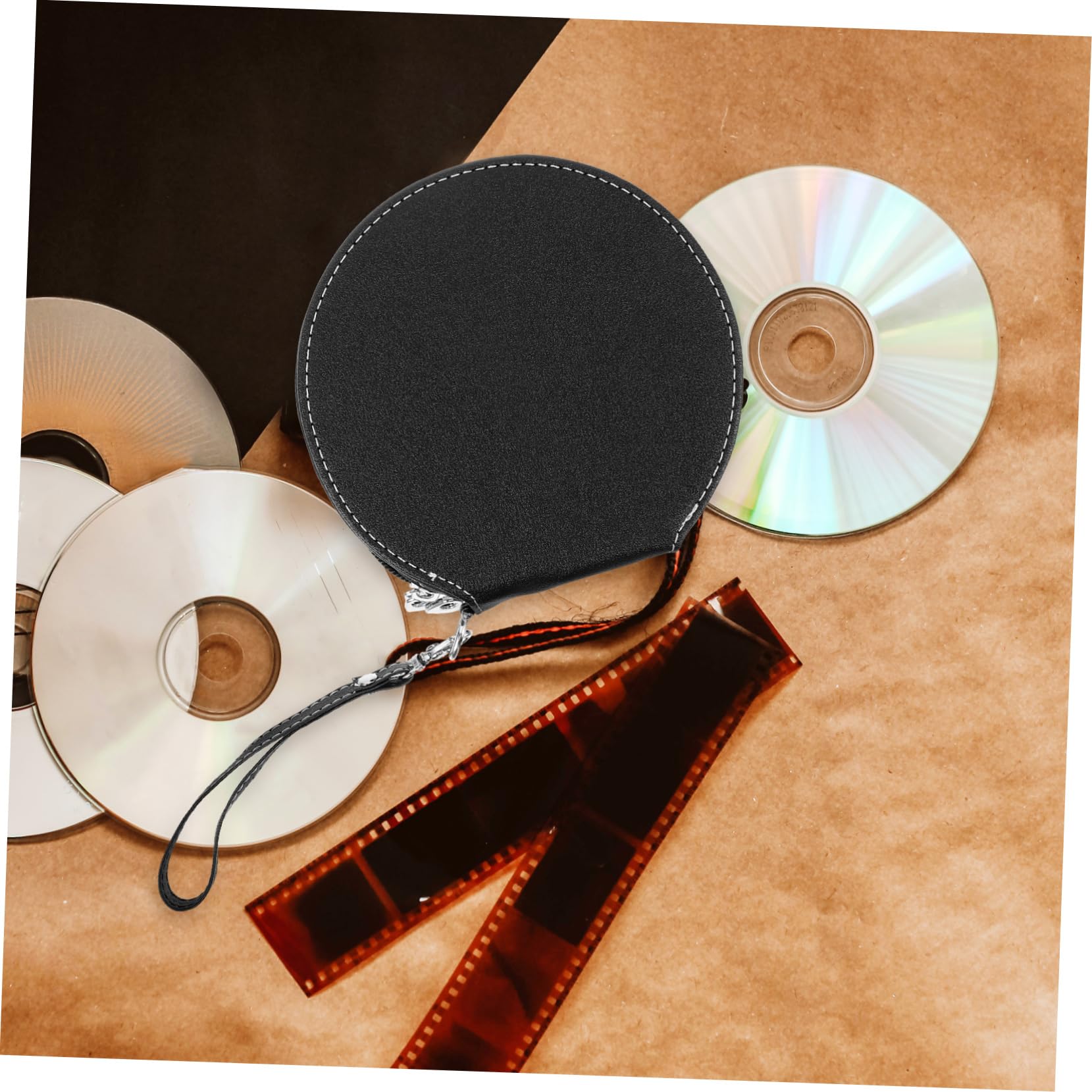 PartyKindom Porta CD per Auto capacità 20 Dischi, Custodia Sottile e Compatta in Pu Nero, Facile da Pulire Design Elegante, per Casa e Viaggio