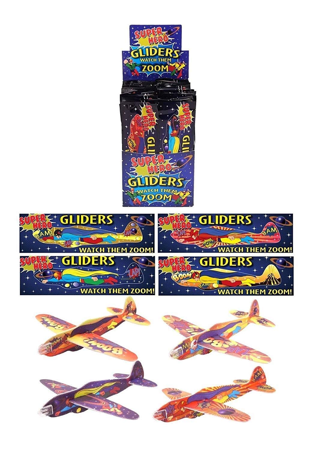 Henbrandt 3X12 Mini Super Hero Kids Boys Gliders Goody Party Bags PINNATA FILLERS Toys