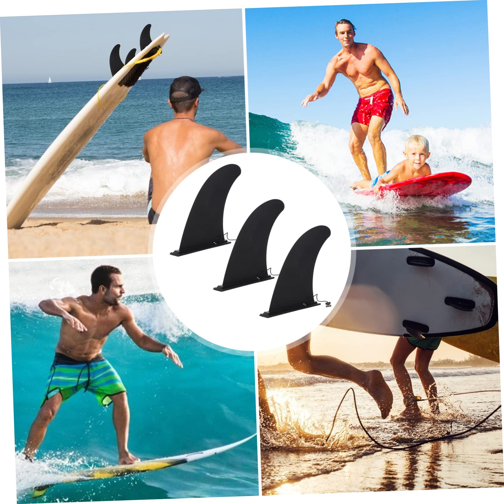 Hemobllo Aileron Central de Longboard Noir en Nylon, Lot de 3 Pièces | Clip pour Planches de Surf et Paddle, Pivot Rapide, Maintien Stable, Usage Canoë