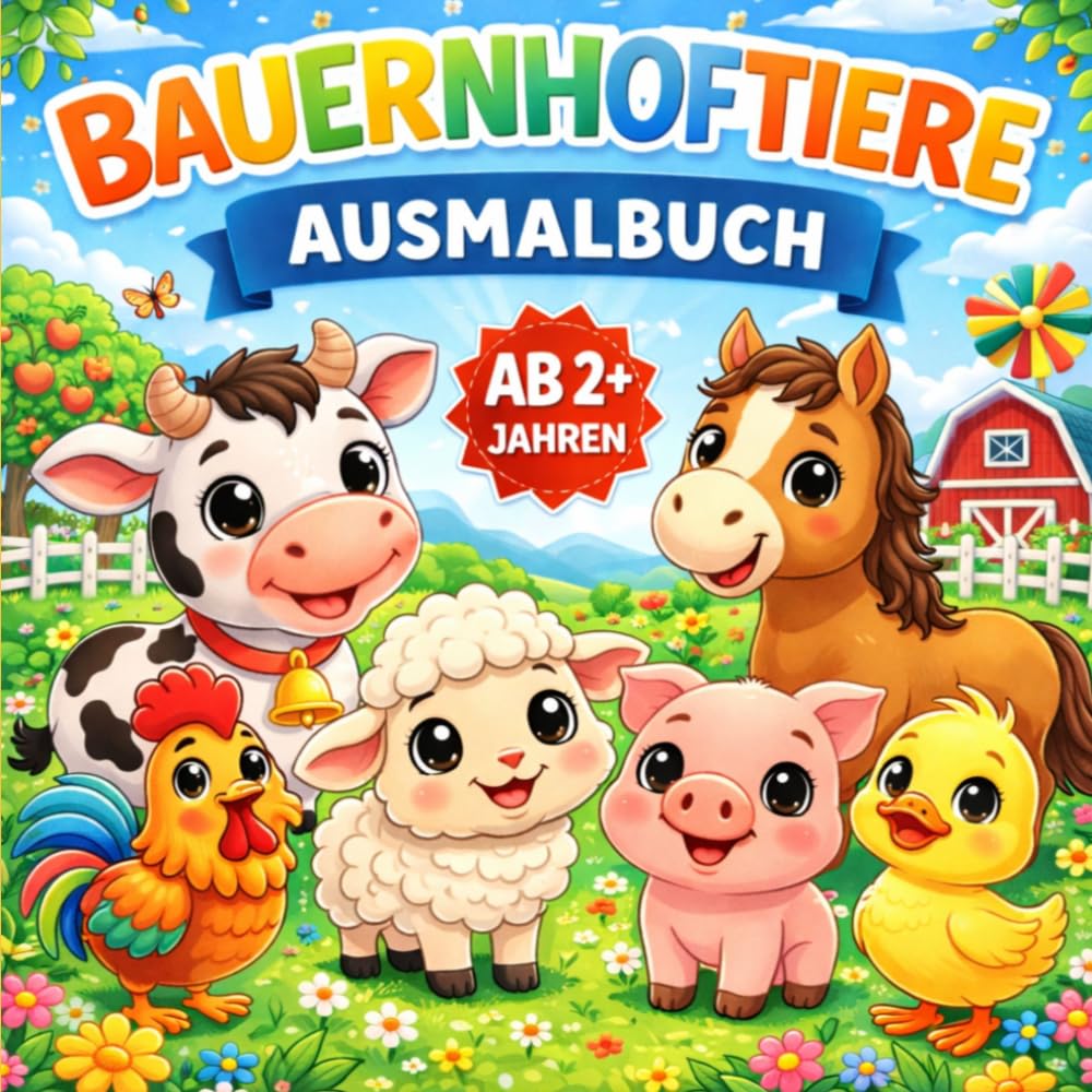 Meine Bauernhoftiere zum Ausmalen: 30 süße Tiere & 30 kreative Mitmachseiten – perfekt für Kinder ab 2 Jahren (Meine Ausmalbilder)