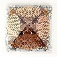 Vista 7 de Generador de energía hecho a mano de orgonita con forma de flor de la vida, pirámide orgonita para curación y armonía, con ámbar báltico y cuarzo